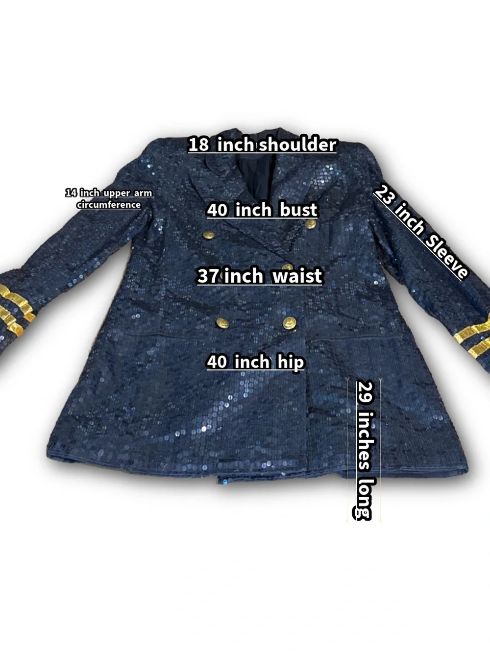 VINTAGE 1980'S LEW MAGRAM BLUE & GOLD NAUTICAL THEME SEQUIN BLAZER (L)